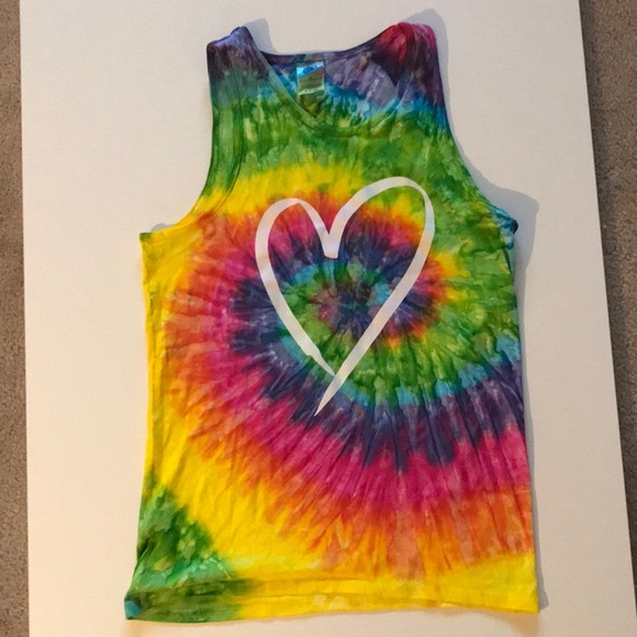 Tie-Dye muscle shirt with Heart-100% Cotton-S - Picture 1 of 7